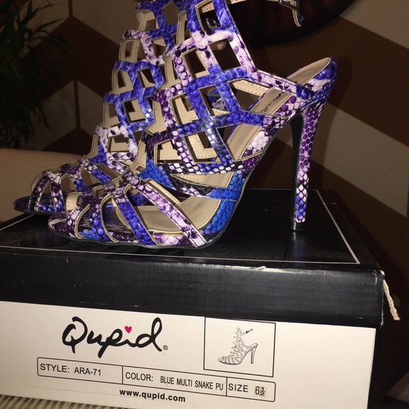 Qupid Blue & Purple Snakeskin Sandal - Picture 8 of 8